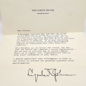 1964 Typed Dear Citizen Letter From The White House Signed By Lyndon B Johnson